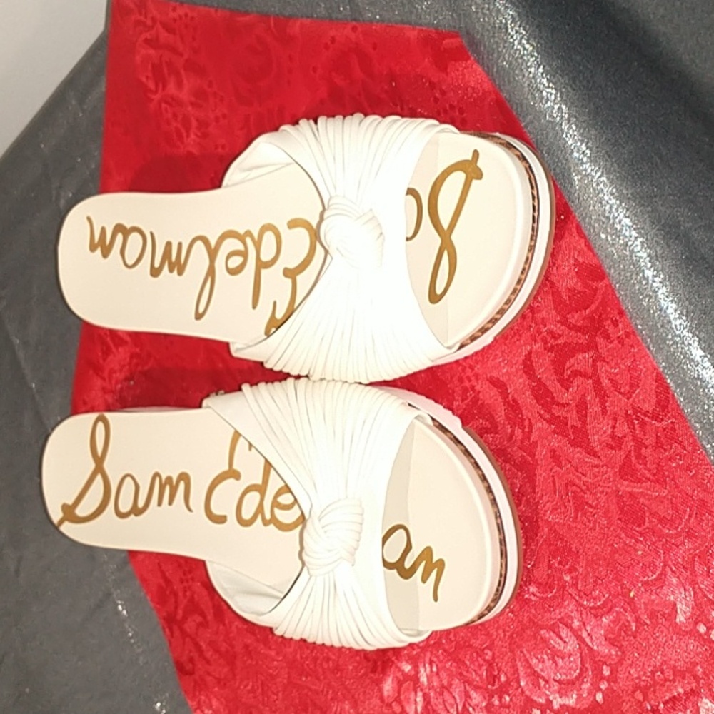 Sam Edelman White Knotted Slide Sandals 8
